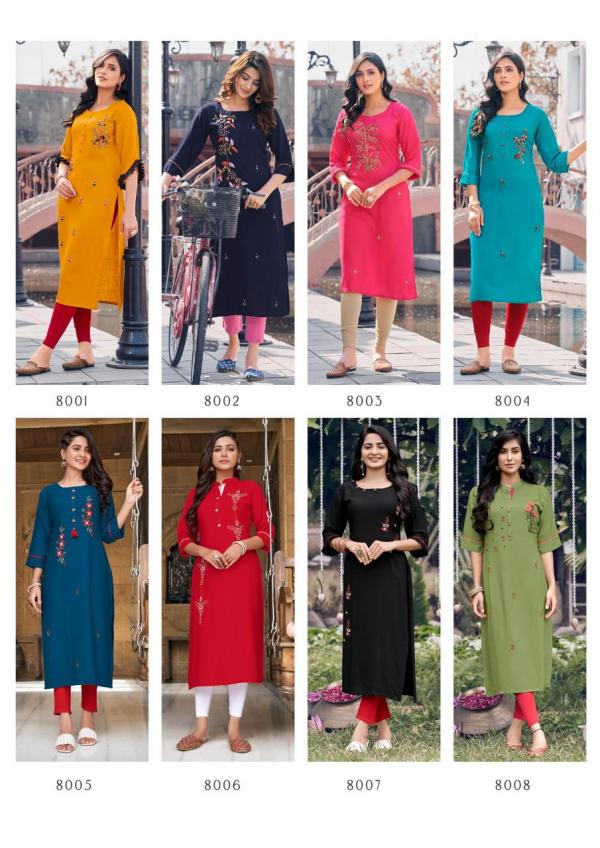 Vastram Vol 8 Rayon Slub Designer Khatli Work Kurti Collection